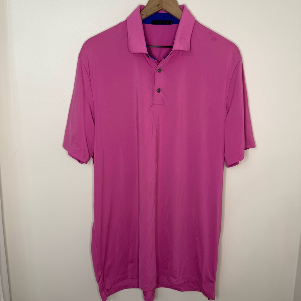 Greyson Pink Performance Polo Men's Size Large Golf Office Casual Short Sleeve